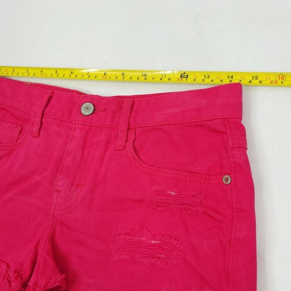 Abercrombie and Fitch Womens Denim Shorts Cutoffs Size 2 W 26 Pink Distressed - Picture 6 of 9